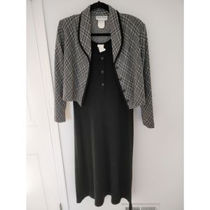 Grey/Black Plaid Skirt Set